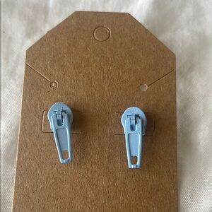 Light Blue Zipper‎ Stud Earrings with Plastic Backings